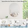 Specchio da Parete, Specchio da Bagno Ovale Moderno 70 x 50 x 2 cm con Cornice in Alluminio, Viti di Espansione per Sogiorno, Camera da Letto e Ingresso, Bianco