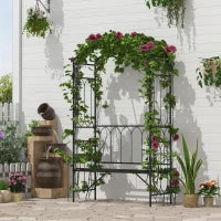 Arco da Giardino con Panchina 2 Posti per Matrimoni Feste Metallo 115 x 50 x 203 cm Nero