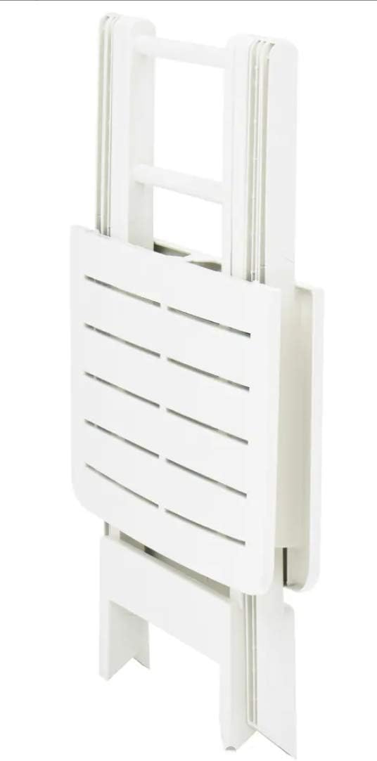 Tavolo Plastica Pieghevole 79x72cm Effetto Legno da Interno E da Giardino colore bianco Tomaino 