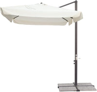 Ombrellone rettangolare da giardino 3x2 mt con palo laterale e telo ecrù, apertura a manovella Tomaino 5015 