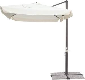 Ombrellone rettangolare da giardino 3x2 mt con palo laterale e telo ecrù, apertura a manovella Tomaino 5015 