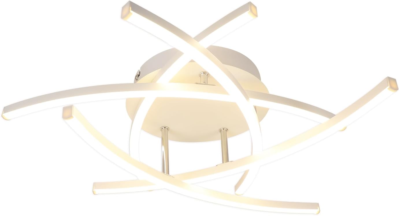 ZMH Lampada da soffitto plafoniera LED design bianca 32W telecomando per soggiorno ufficio