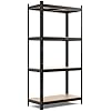 Scaffali per Carichi, Scaffalature a 4 Ripiani, in Metallo e MDF Scaffale, per Garage, Magazzino, Ripostiglio, Portante 520 kg, 40 x 80 x160 cm (Nero)