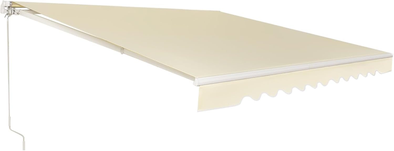 Tenda da Sole per Esterno Avvolgibile 3 x 2,5 M, Tenda da Sole a Bracci Estensibili con Telaio in Alluminio, Tettuccio Resistente al Sole e Impermeabile e Manovella (3 x 2,5 m, Beige)
