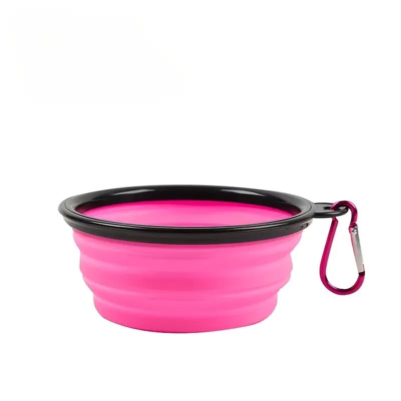 Ciotole per Cani da Viaggio 450 ml, Ciotola Pieghevole per Cani Acqua e Crocchette, Realizzata in Silicone Ciotola Portatile con Moschettone