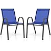 Set di 2/4 Sedie da Giardino, Poltrone in Tessuto Textilene per Esterno, Sedie Impilabili con Gambe in Metallo, Portata 150 kg, 56 x 70 x 84 cm (Blu,2)