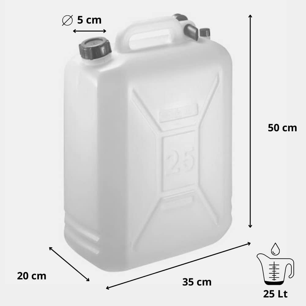 Tanica 25 litri in Plastica con Tappo e Dosatore - Fusto HDPE Contenitore Per Condensa Condizionatore - Bidone per Liquidi