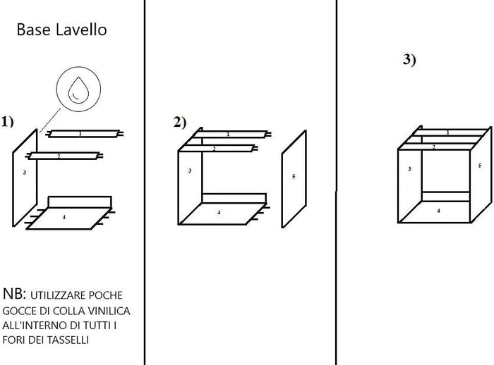 Base per lavello d’appoggio spedizione in kit Lunghezza 90 Profondità 55 Altezza 72 esclusi piedini Altezza piedini 10 cm in colore larice bianco