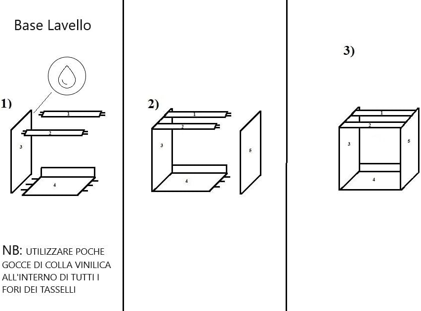 Base per lavello d'appoggio completa di 2 ante spedizione in kit Lunghezza 90 Profondità  55 Altezza 72 esclusi piedini Altezza piedini 10 cm (OLMO)