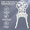 Set Tavolino e Sedie da Giardino, Set da Bistro con Sedie in Alluminio e Ghisa, Mobile da Esterno con Tavolino Rotondo e 2 Sedie, Tavolino Portato 45 kg, Sedia Portata 150 kg (Bianco)