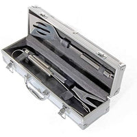 SET UTENSILI PER BARBECUE 3PZ ACCIAIO INOX PALETTA FORCHETTA PINZA + VALIGETTA VERDELOOK 765/15