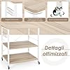 Carrello da Cucina con 10 Ganci Rimovibili, Scaffale per Pasticceria con 3 Livelli, Scaffale con Struttura di Metallo con Ruote Bloccabili per Bar Ristorante Hotel, 60 x 40 x 73,5 cm (Beige)