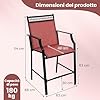 Set di 2 Sedie da Giardino, Poltrona da Bar per Patio, Sedie da Pranzo Altezza con Poggiapiedi e Braccioli, con Gambe in Metallo, Portata 180 kg, 66 x 62 x 114 cm (Rosso)
