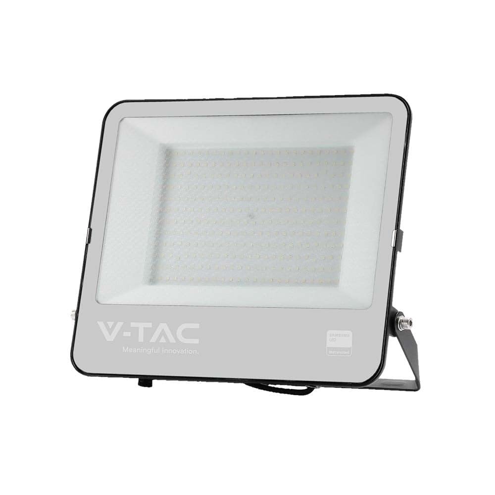 V-tac faro led – alloggiamento nero – samsung – ip65 – vetro nero + grigio – 200 watt – 17540 lumen – 6500 k – 5 anni