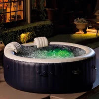 28430EX - Purespa Plus Bubble Massage Set Navy 196X71Cm 4 Posti Con Pompa, Riscaldatore, Sistema Di Purificazione Acqua, 140 Getti, Telo Base, Telo Copertura, Dispenser Di Cloro, 2 Poggia Testa