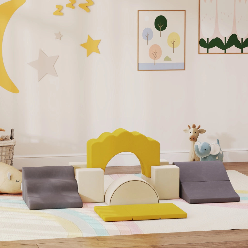 Tappeto gioco motricita' bambini modulabile 7 pezzi ¨C zephmum ¨C giallo