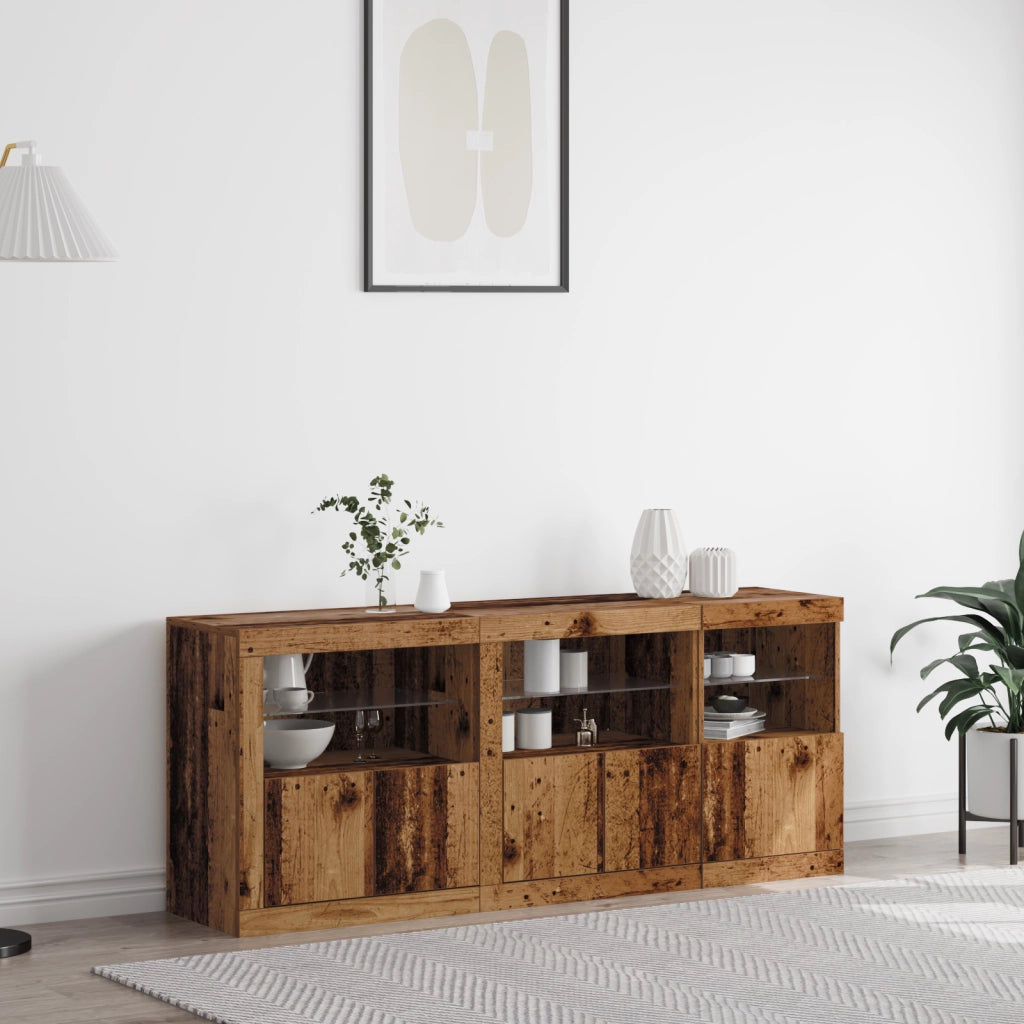 Credenza con luci LED Legno vecchio 162x37x67 cm Legno ingegnerizzato