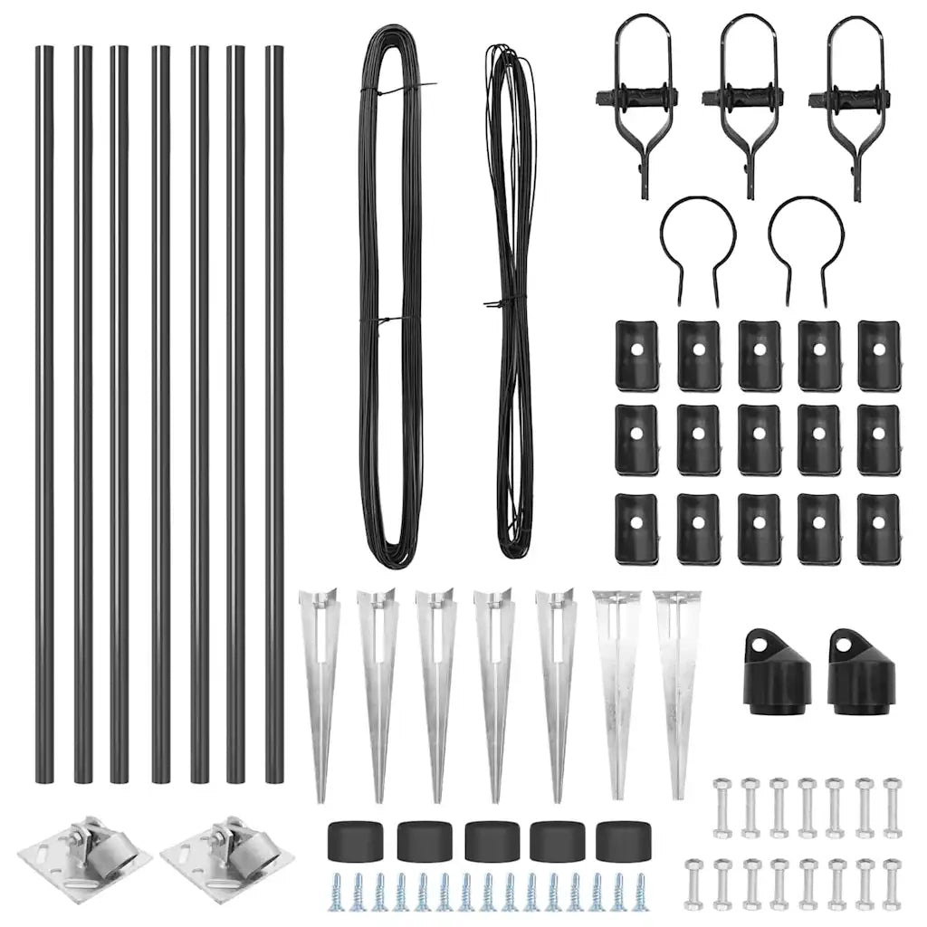 Palo della recinzione 7 pcs Grigio Acciaio 42004250