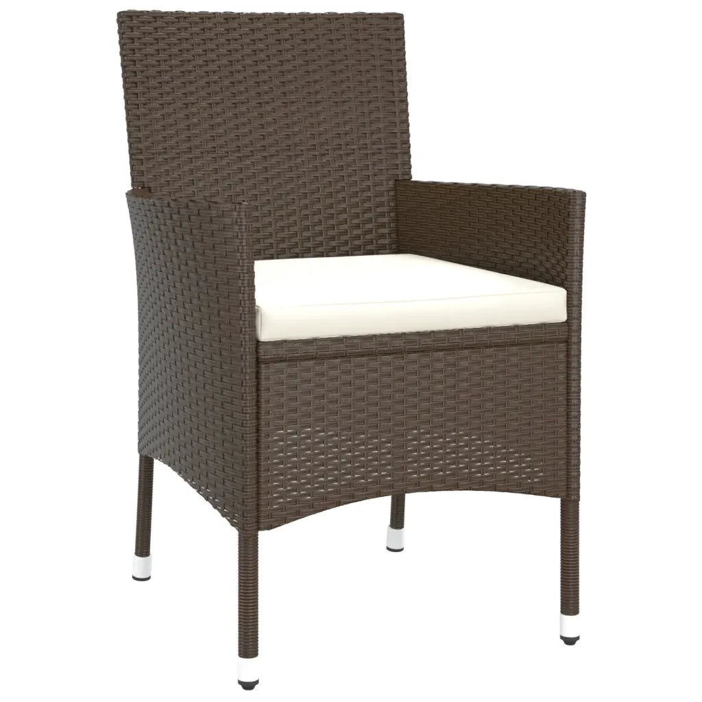Set da Pranzo da Giardino 5pz con Cuscini in Polyrattan Marrone 3187309