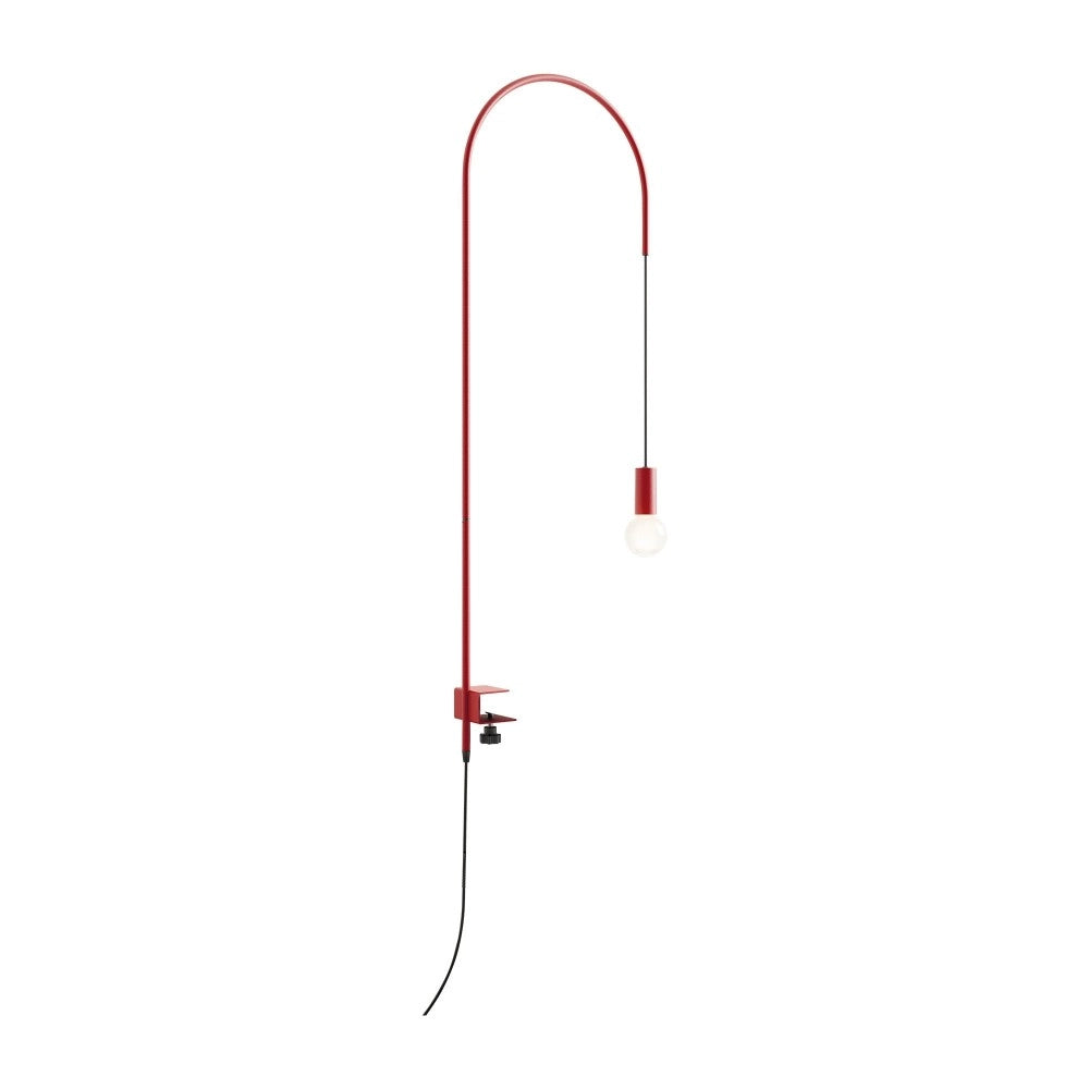 Zafferano - Lampada da Tavolo Filo con morsetto, Orientabile 200°, H152 cm, Metallo Verniciato Lampadina E27 max 60W inclusa - Rossa