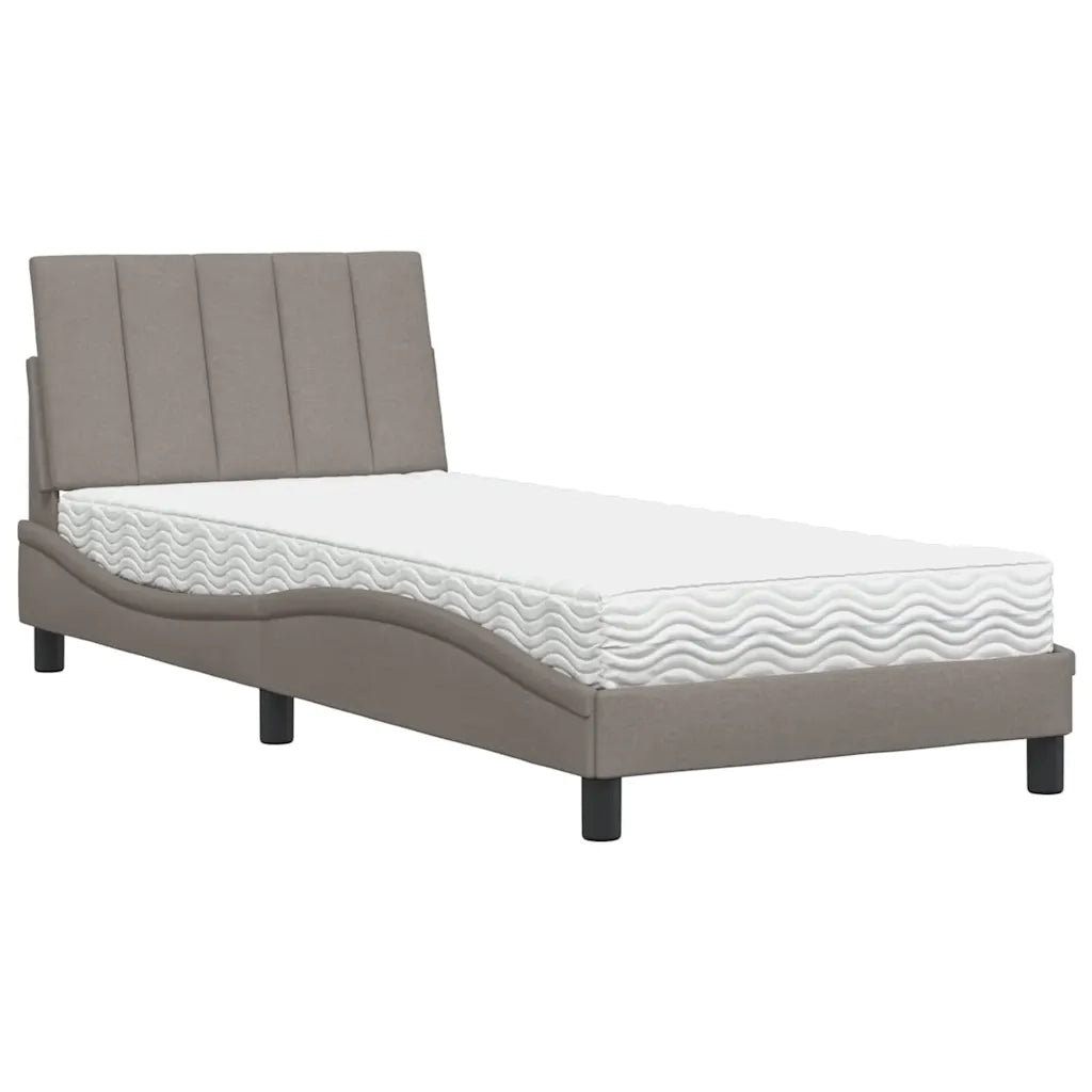 Letto con Materasso Hanko Tortora 90x190 cm in Tessuto