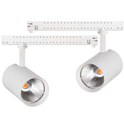 2 Kit Fari LED Binario Trifase 30W 4000LM, Corpo Bianco Luce 4000K, CRI>90 UGR<19 Angolo 120°, D85X128mm, Driver Alimentatore a Scomparsa Lunga 289mm CB58130WN