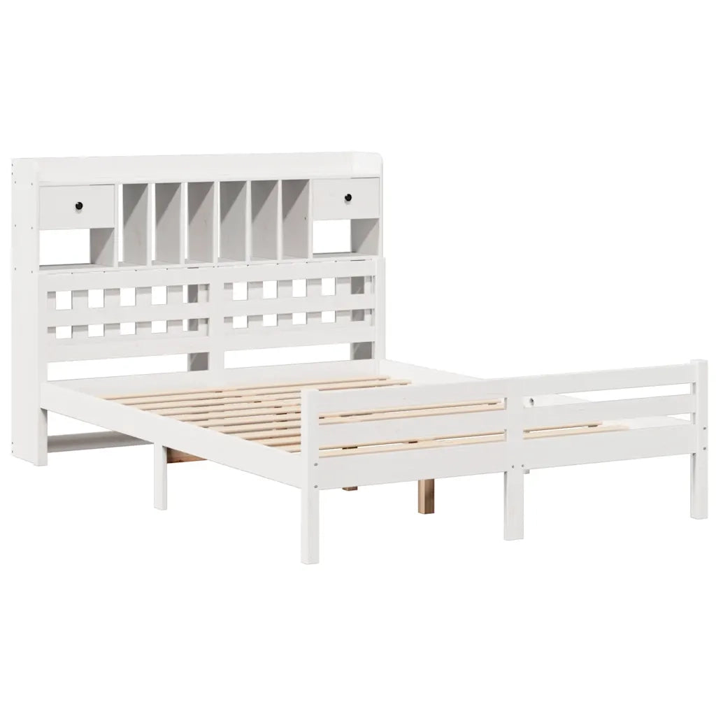 Letto Libreria senza Materasso Bianco 140x200 cm Legno di Pino 3322264