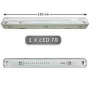 Trade Shop - Plafoniera Stagna 1 Neon Led Tubo T8 G13 Da 150cm Parete Soffitto Ip65 T8-150ss -