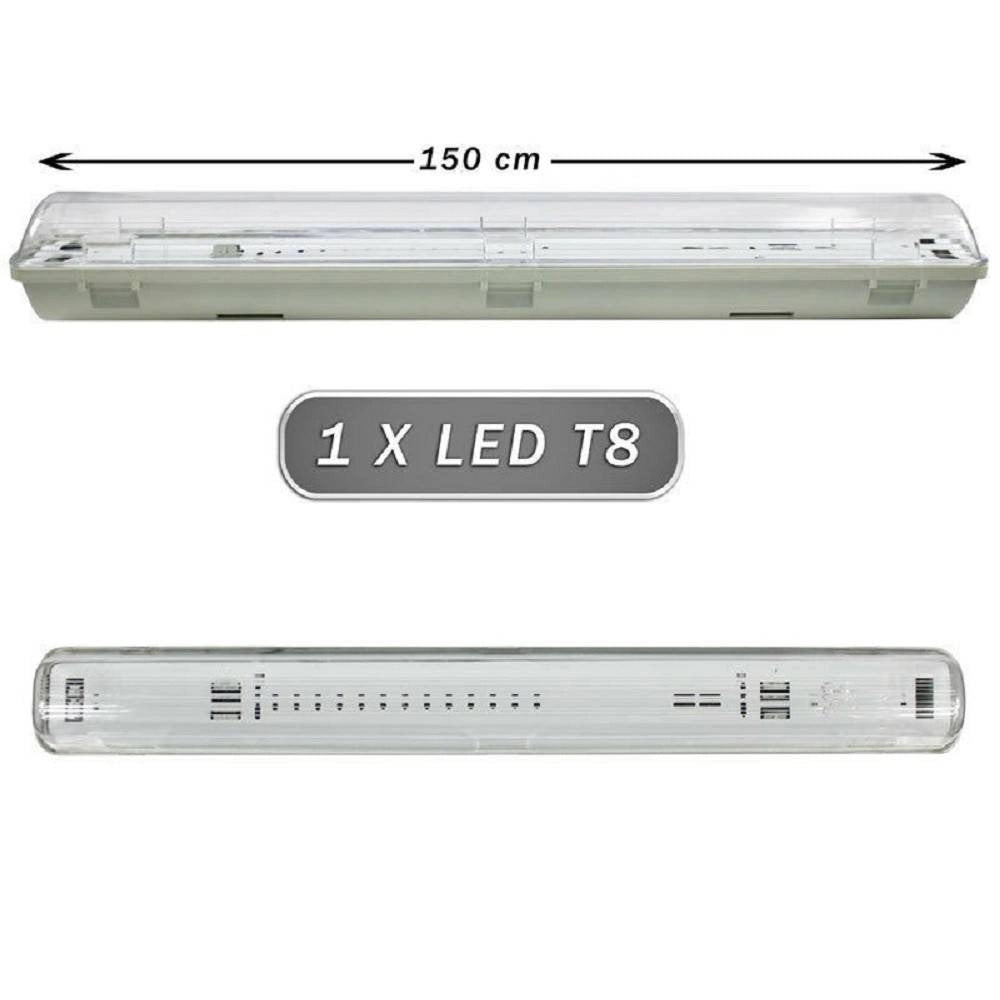 Trade Shop - Plafoniera Stagna 1 Neon Led Tubo T8 G13 Da 150cm Parete Soffitto Ip65 T8-150ss -