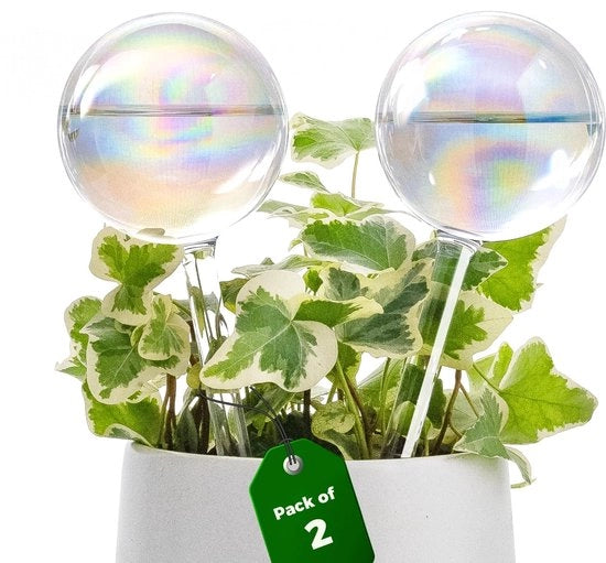 Spikes Autoirriganti in Vetro con Gradienti Iridescenti a forma di Goccia, 2 pezzi, per Irrigazione Automatica per Interni e Esterni, Piantine e Sistemi di Irrigazione