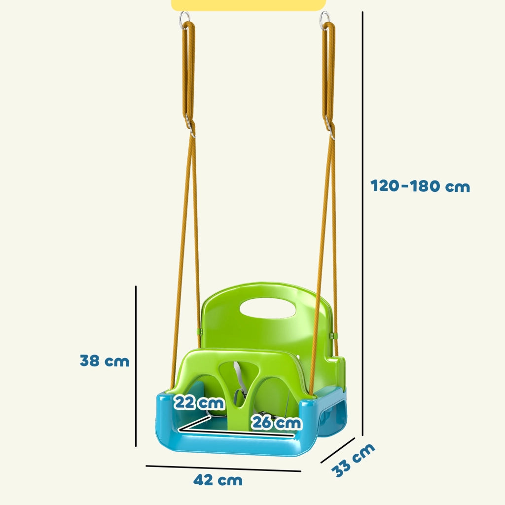 Altalena per bambini 3 in 1 con cintura di sicurezza ¨C zephmum ¨C Verde scuro