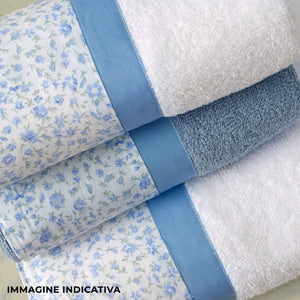 Set Spugna 4 Pezzi Asciugamani Viso + Ospite con Balza Stampata Garrini Emily Sabbia