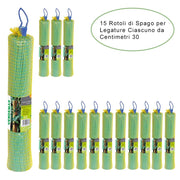 15 rotoli di spago per legature da giardino in pvc ciascuno da diametro 3 mm verdemax