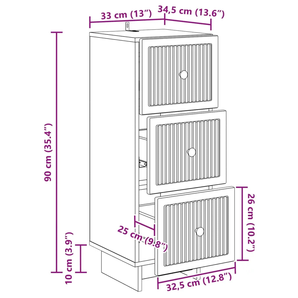 Mobile con Cassetti Grigio Sonoma 33 x 34,5 x 90 cm