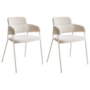 Set di 2 sedie da pranzo imbottite beige chiaro con braccioli Base in metallo Design moderno