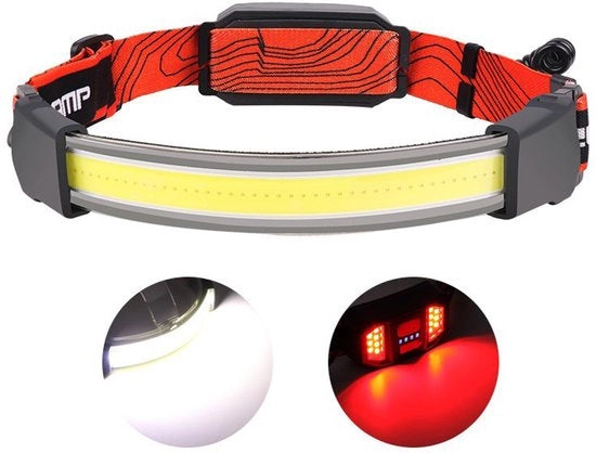 Lampada frontale LED, lampa forte, grande lampada da floodlight frontale, cintura frontale, ricaricabile via USB, leggera, lampada frontale per sport all'aperto, regolazione di 3 livelli, cintura lampada impermeabile