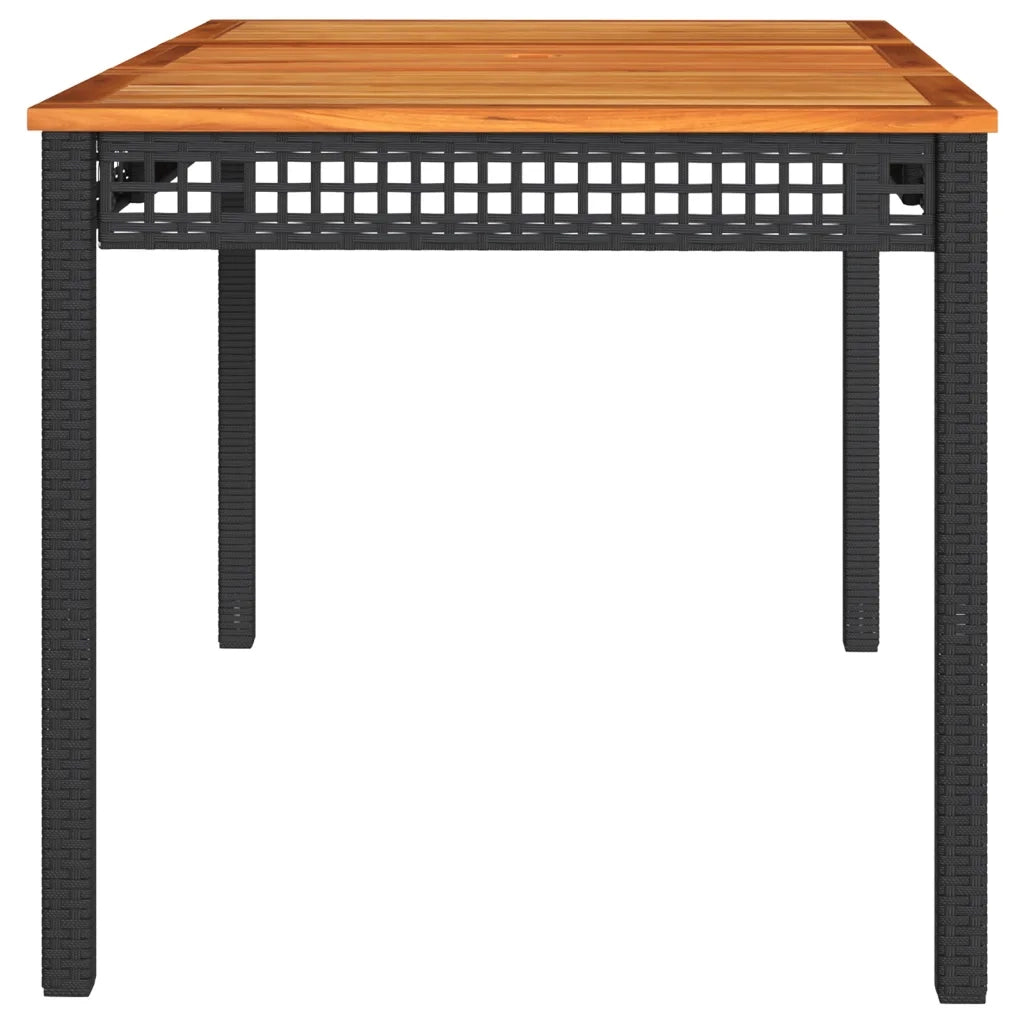 Tavolo da Giardino Nero 140x80x75 cm Polyrattan e Legno Acacia 366276