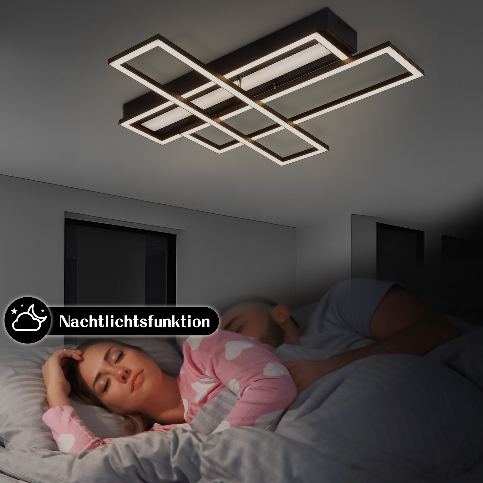 ZMH Lampada da soffitto LED 54W nera dimmerabile con telecomando design per camera letto cucina