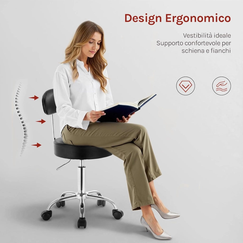 Sedie Ufficio Sedia da Scrivania Sgabelli con Schienale PU Cromato Girevole Moderno Nero 1 Pz