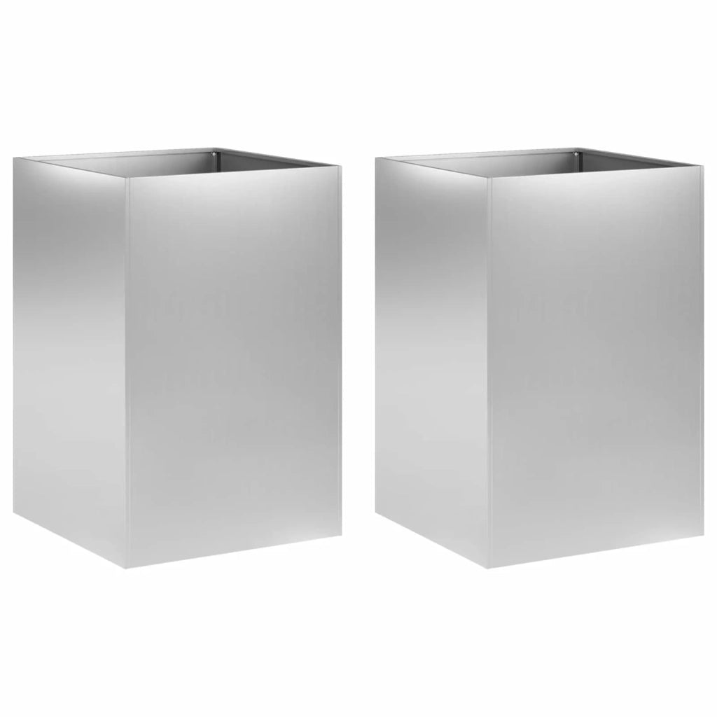 Vaso da giardino 2 pz Argento 40 x 40 x 75 cm Acciaio zincato 8005383