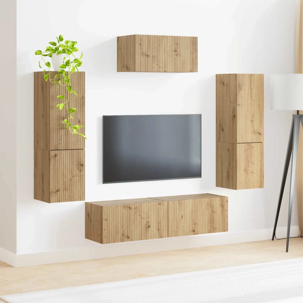 Set mobile TV 4 pcs Rovere artigianale Legno multistrato 3409050