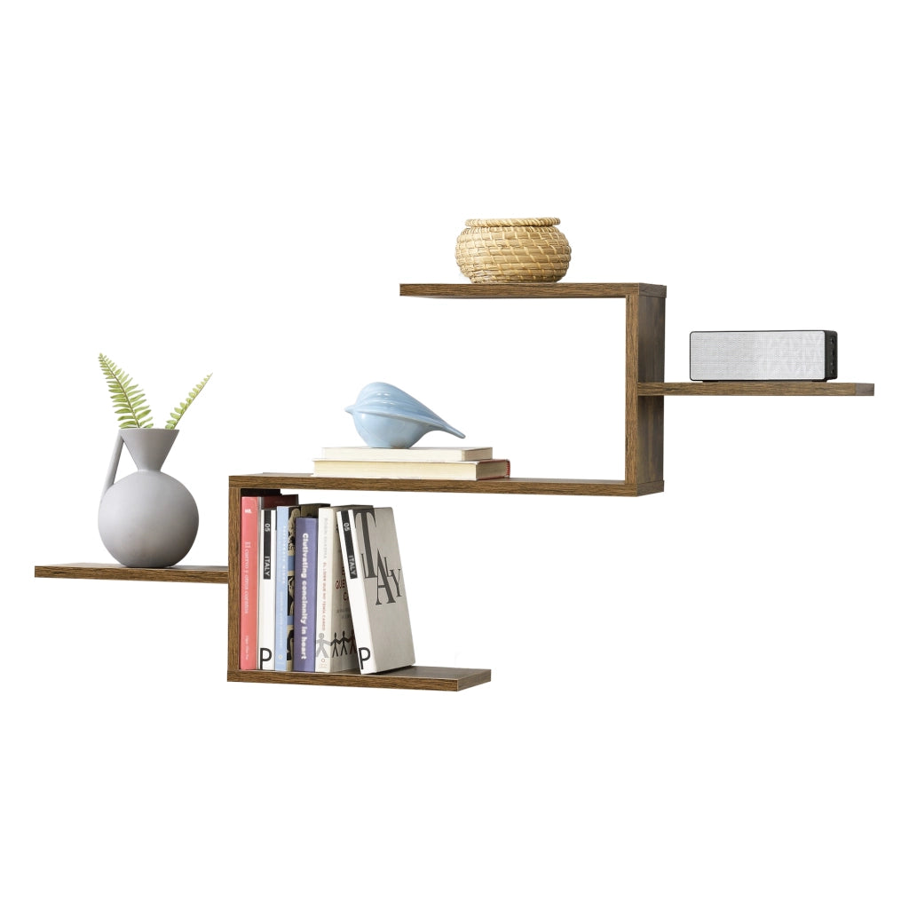 Mensola da Parete Flekkefjord con 5 Ripiani 104 x 15 x 50 cm - Effetto Legno Scuro [en.casa]