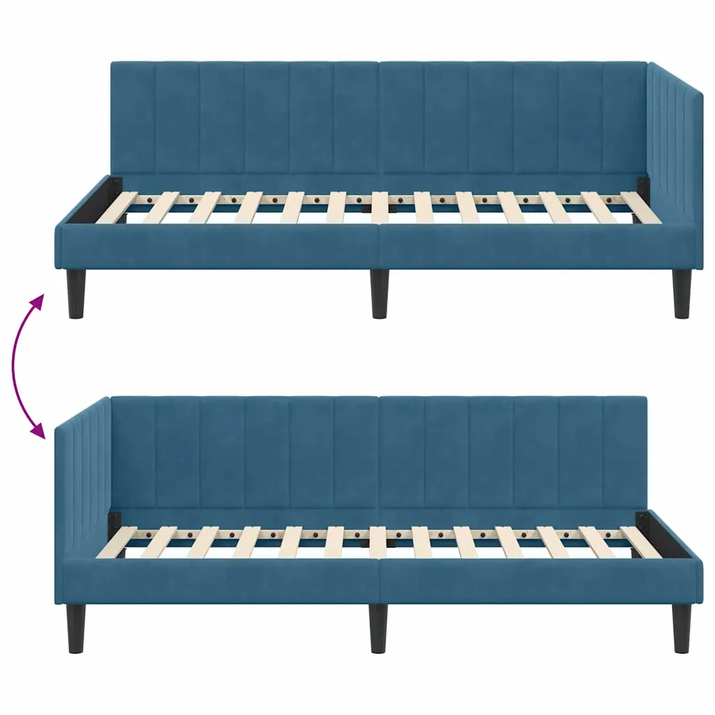 vidaXL Cornice del letto ad angolo Blu 90 x 200 cm Velluto