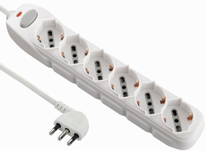 Multipresa Univ. 6Posti + Cavo Bianca - Electraline