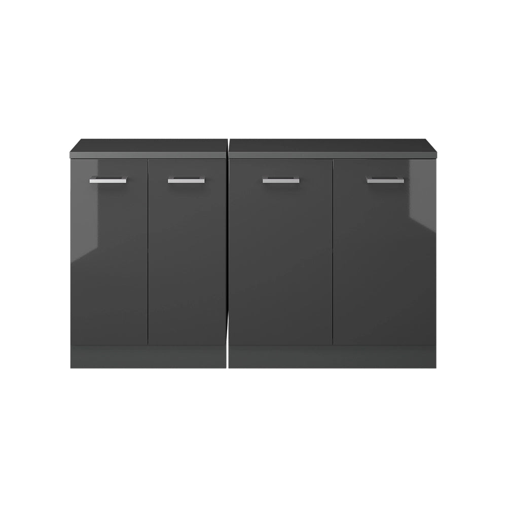Set di mobili sottotetto Rion Antracite lucido/Antracite 140 cm Set di 2 carcasse armadio profondità 60 cm Vicco