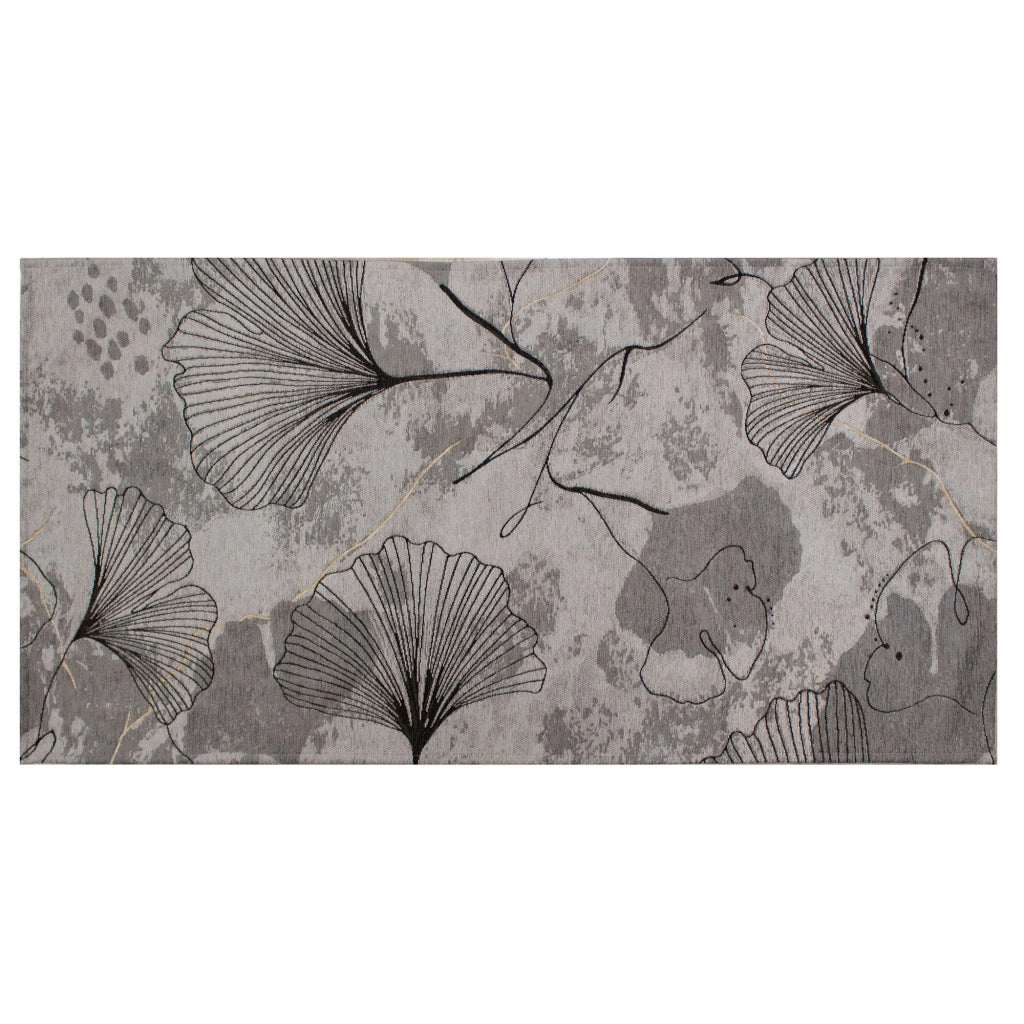 Tappeto Arredo Moderno Morbido in Ciniglia Ingresso Antiscivolo Prodotto Italiano  Soggiorno Camera Salotto Disegni Piazzati Cotone Varie Misure Grande Ginko/Perla - 160x240 cm