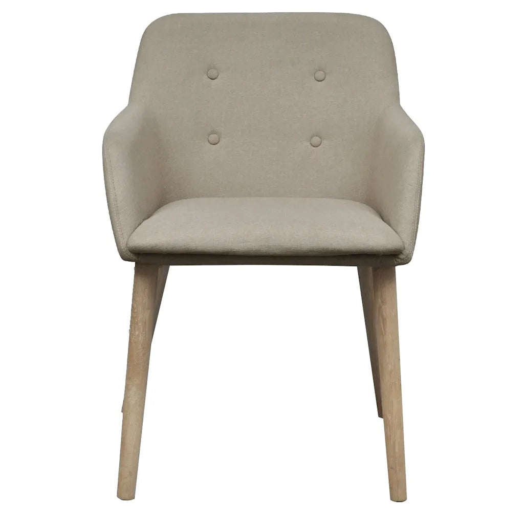 Sedie da Pranzo 2 pz | Sedie da cucina Beige in Tessuto e Legno Massello di Rovere