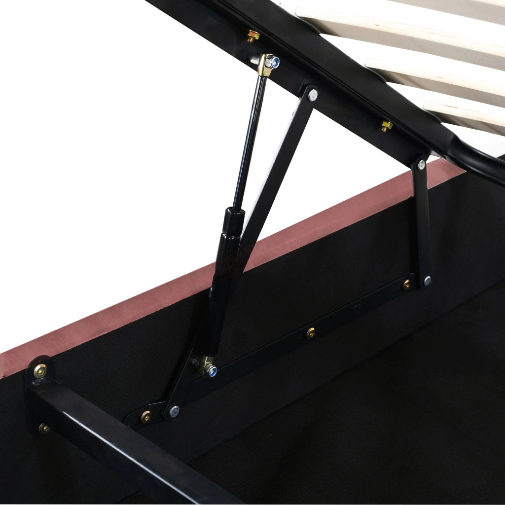 Letto Contenitore; Letto Matrimoniale con Testiera Regolabile e Vano Letto; 140×200 cm; senza Materasso; Rosa