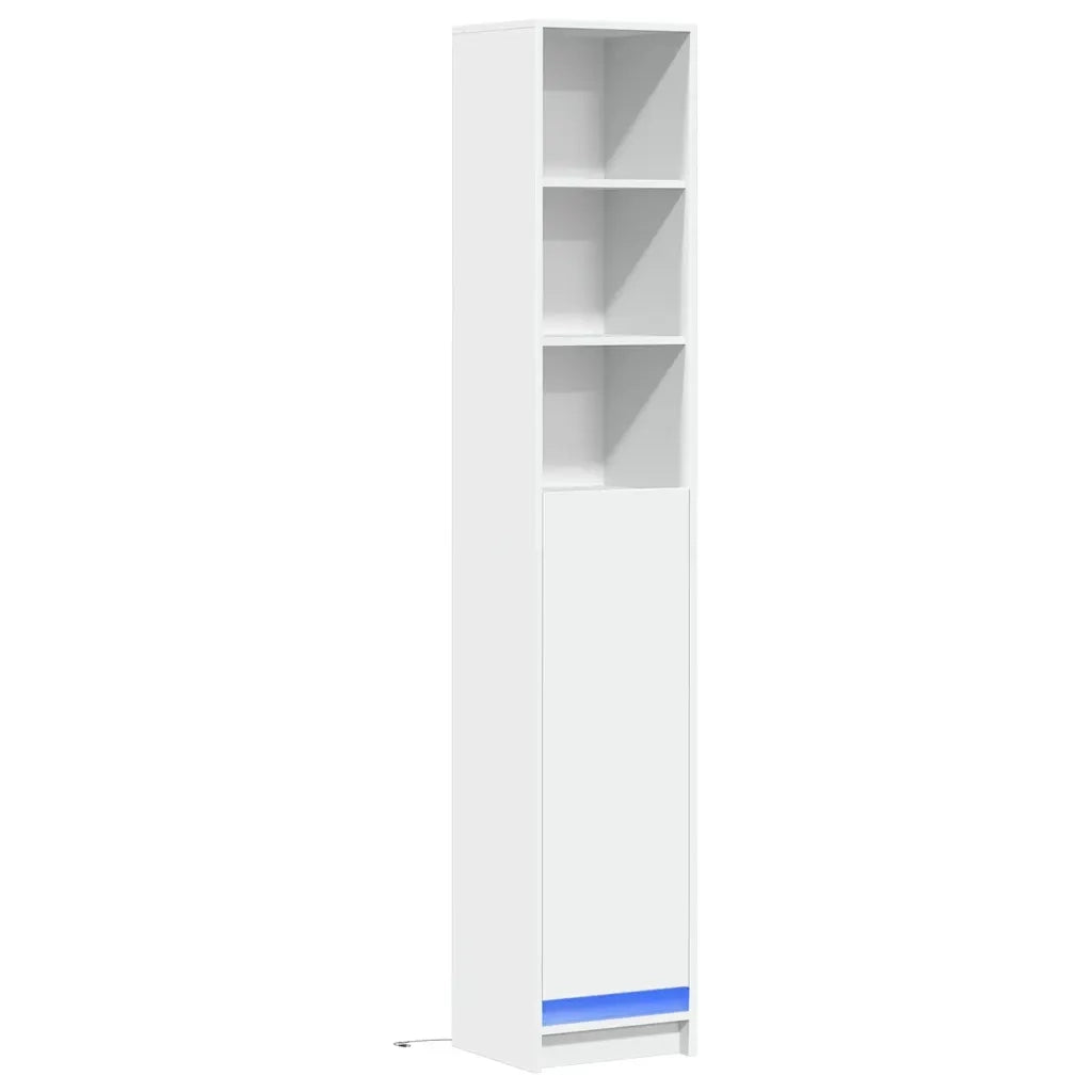 Credenza | Madia | Buffet da pranzo | Armadio da pranzo con LED Bianca 36x32,5x200 cm in Legno Multistrato