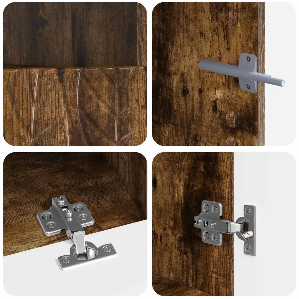 Mobile TV LED a 5 pezzi Rovere Fumo Legno ingegnerizzato 3416765
